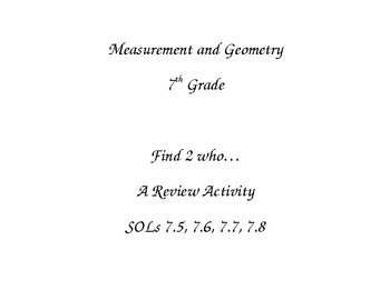 Preview of Measurement and Geometry 7th grade SOL REVIEW