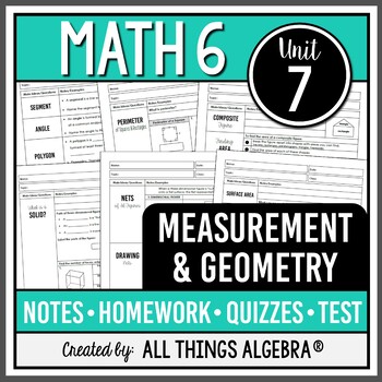 Preview of Measurement and Geometry (Math 6 Curriculum – Unit 7) | All Things Algebra®