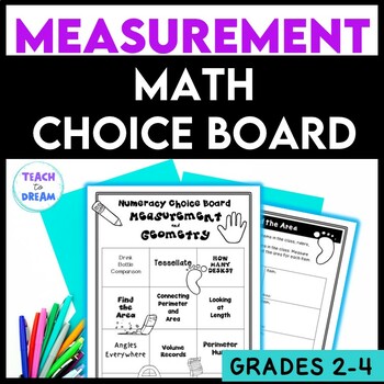 Preview of Measurement and Geometry Math Centers | Math Menu Worksheets Grades 2nd 3rd 4th