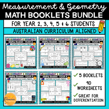 Preview of Measurement & Geometry Worksheets and Booklets BUNDLE for Year 2, 3, 4, 5 & 6