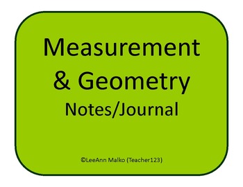 Preview of Measurement and Geometry Notes/Journal