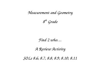 Preview of Measurement and Geometry SOL REVIEW 8th Grade