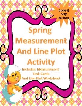 Preview of Measurement and Line Plot Activity - Common Core CCSS.3.MD.B.4 - Spring Themed