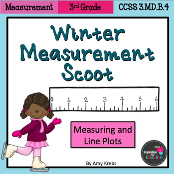 Preview of Measurement and Line Plots Scoot - Winter Themed