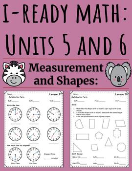 Preview of Measurement and Shapes-Iready Math Unit 5-6-3rd Grade(20 worksheets)