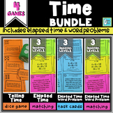 Telling Time and Elapsed Time Centers & Games BUNDLE