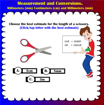 Preview of Measurement and conversions - centimeters(cm), millimeters(mm) and meters(m)