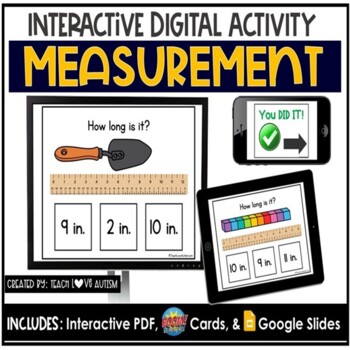 Preview of Measurement in Inches Digital Task Cards | Math Boom Cards