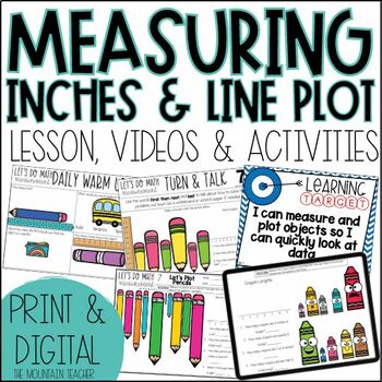 Preview of Measurement in Inches on a Line Plot | Lesson Plans, Worksheet, Warm Up & More