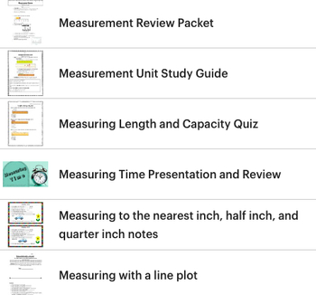 Preview of Measurement notes, presentation, assessments, etc. BUNDLE