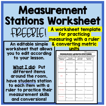 Preview of Measurement of Length Station Worksheet Template- Editable
