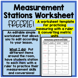 Measurement of Length Station Worksheet Template- Editable
