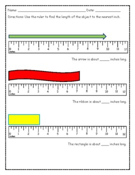 Measurement to the Nearest Inch by Karen's Korner | TpT