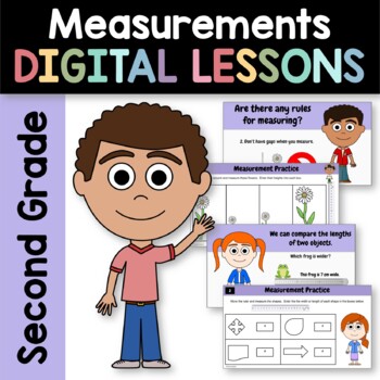 Preview of Measurements 2nd Grade Interactive Google Slides Measuring | Math Review