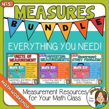 Preview of Measurements, Conversions, Time, Money & Story Problems Bundle Math Kits