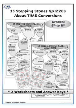 Preview of Measurement - Time Conversion - 15 Stepping Stones QUIZZES