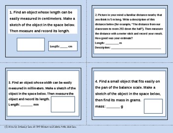 Preview of Measurements, Tools and Procedures  Lab Exploration Task Cards