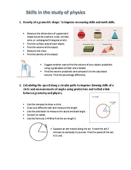 Preview of "Skills in the study of physics" worksheet