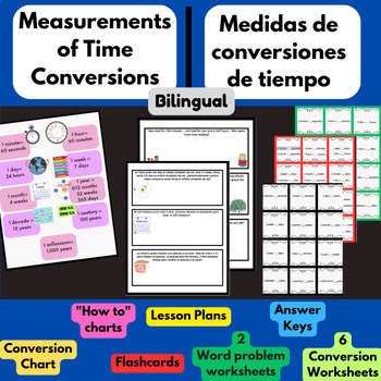 Preview of Measurements of Time conversion/ mediciones de conversiones de tiempo Bilingual