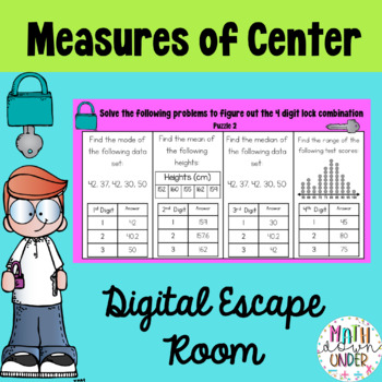 Preview of Measures of Center Digital Escape Room - Mean, Median, Mode, Range