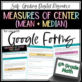 Preview of Measures of Center (Mean and Median) - 6th Grade Math Google Form