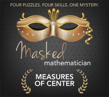 Preview of Measures of Center Printable & Digital Review Activity - Masked Teacher Game