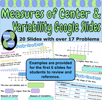 Preview of Measures of Center & Variability Data Distributions Interactive Google Slides