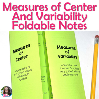 Preview of Measures of Center and Measures of Variability Foldable Notes for INB