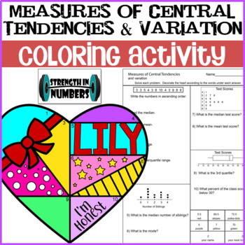Preview of Measures of Central Tendencies & Variation Valentine's Day Coloring Activity