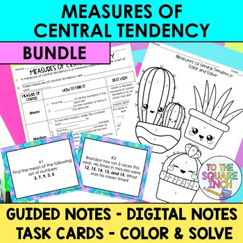 Preview of Measures of Central Tendency Notes & Activities | Digital Notes | Task Cards