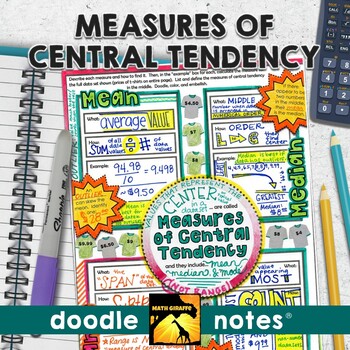 Preview of Measures of Central Tendency Doodle Notes (Mean, Median, Mode, & Range)