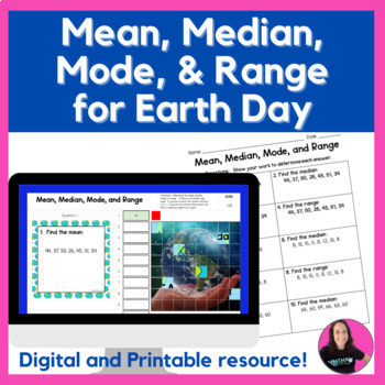 Preview of Measures of Central Tendency Earth Day Activity - Mean, Median, Mode, Range 