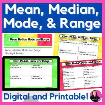 Preview of Measures of Central Tendency Mean Median Mode Digital and Printable Activity