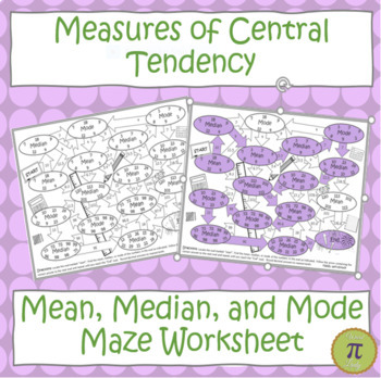 Preview of Measures of Central Tendency: Mean, Median, and Mode Maze Worksheet