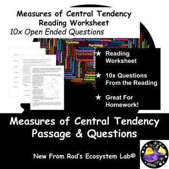 Preview of Measures of Central Tendency Reading Worksheet **Editable**