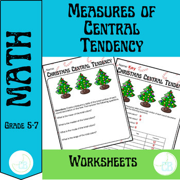 Preview of Measures of Central Tendency--Worksheet--Christmas Theme