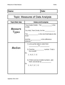 Preview of Measures of Data Analysis (Mean, Median, Mode, and Range)