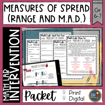Preview of Measures of Spread Math Lab - Intervention - Sub Plans - Print Digital Resource