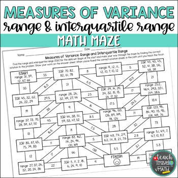 Preview of Measures of Variance Maze | Range and Interquartile Range