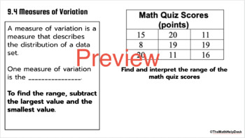 Preview of Measures of Variation Guided Notes (Slide Deck)