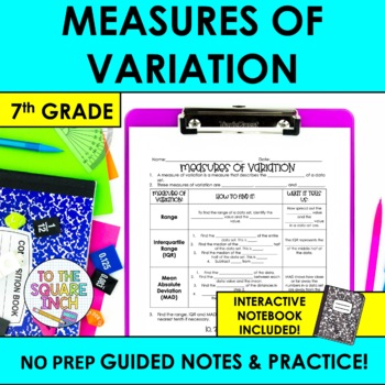 Preview of Measures of Variation Notes & Practice | + Interactive Notebook Format