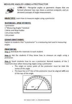 Preview of Measuring Angles - 4.MD.3.5: Hands-On Activity & Leveled Practice
