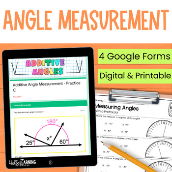 Preview of Measuring Angles - Additive Angles - Angles in a Circle for Google Forms™