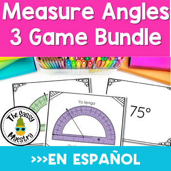 Preview of Measuring Angles Games in Spanish Bundle for 4th Grade Juegos de medir ángulos