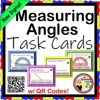 Preview of Measuring Angles Task Cards w/ QR Codes NOW Digital!