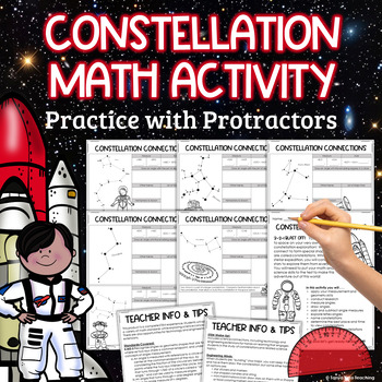 Preview of Measuring Angles with a Protractor Constellations Math Project End of Year Math