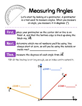Preview of Measuring Angles using a Protractor - Notes and Game