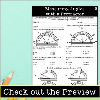 measuring angles with a protractor worksheets print and digital