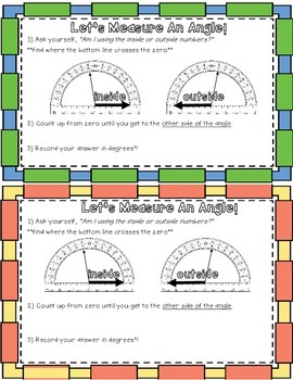 Preview of Measuring Angles with a Protractor Reference Sheet