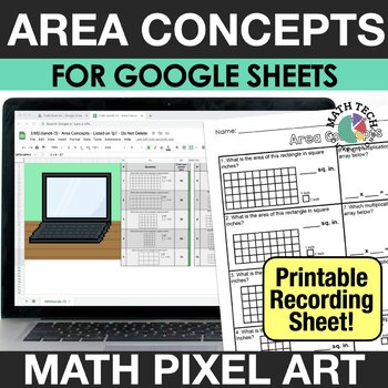 Preview of Measuring Area 3rd Grade Digital Math Pixel Art Center Review 3.MD.5